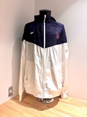 Nike Beijing 08 Olympics Navy and White Hooded Windbreaker Jacket